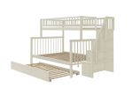 Twin over Full Stairway Bunk Bed with Trundle,Cream