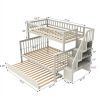 Twin over Full Stairway Bunk Bed with Trundle,Cream