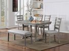 Dining Table Gray Color Diamond Wood Grain Pattern 1pc Table Wire-brushed Finish