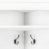 ON-TREND Minimalist Corner Hall Tree with Shoe Bench, Versatile Entryway Coat Rack with 4 Hooks, Corner Cabinet with Adjustable Shelf for Hallway