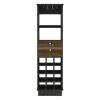 Classic Bar Cabinet, Two Drawers, Twelve Built-in Wine Rack-Black / Walnut