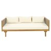 CLAREMONT 3 SEATER DAYBED WITH RATTAN ARMS (BEIGE CUSHION)