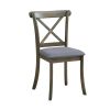 Wooden X Back Dining Chairs Set of 2, Modern Fabric Upholstered Kitchen Side 2PC Chairs, Cross Back Rubber Wood Farmhouse Dining Room Chair,OAK