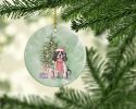 Cocker Spaniel English Black Parti Christmas Presents and Tree Ceramic Ornament Christmas Tree Hanging Decorations for Home Christmas Holiday, Party