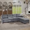 U Shaped Sectional Couch Convertible Sectional Couch with Double Chaise 6 Seat Sectional Sofa for Living Room