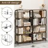 5 Tier Large Book Shelf, Bookcase Home Office Open Bookshelf,Shelves for Living Room, Office Shelf,Vintage Industrial Style Bookshelf with Metal Frame