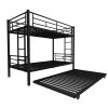 Heavy-duty Sturdy Meta Twin over Twin Bunk Bed/l/ Noise Reduced/ Safety Guardrail/No Box Spring Needed,Black