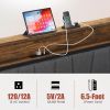 Twin Size Bed Frame Upholstered Platform Bed Frame with Storage Drawers, USB Ports, LED Lights, Upholstered Wingback Headboard, Rustic Brown