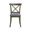 Wooden X Back Dining Chairs Set of 2, Modern Fabric Upholstered Kitchen Side 2PC Chairs, Cross Back Rubber Wood Farmhouse Dining Room Chair,OAK