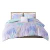 Watercolor Tie Dye Printed Duvet Cover Set with Throw Pillow