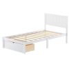Twin Size Platform Bed with Under-bed Drawer, White