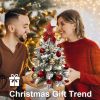 22in Mini Christmas Tree with Lights, Rose Gold Artificial Small Tabletop Christmas Tree with Flocked Snow