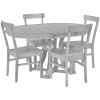 5-Piece Rustic Round Pedestal Extendable Dining Table Set with 15.7" Removable Leaf and Simple Dining Chirs for Small Places