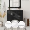 30'' Bathroom Vanity with Resin Sink Combo,Solid Wood Frame Bathroom Storage Cabinet, Freestanding Vanity Set with 3 Drawers& Soft Closing Doors