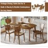 Vintage 7-Piece Dining Table Set with 6 Dining Chairs,Kitchen Table Set for 6 with Curved Back and Seat