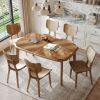 Vintage 7-Piece Dining Table Set with 6 Dining Chairs,Kitchen Table Set for 6 with Curved Back and Seat