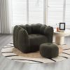 Soft Bean Bag Chair with High Resilient Foam(Chips)for living room and bedroom,Comfortable Square Lazy Sofa with Footstool, Cover for Adults to Gaming