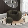 Soft Bean Bag Chair with High Resilient Foam(Chips)for living room and bedroom,Comfortable Square Lazy Sofa with Footstool, Cover for Adults to Gaming