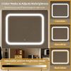 Large Vanity Table Set with LED Lighted Mirror, Vanity Desk with Charging Station, Makeup Table with Glass Doors, Drawers and Storage Shelves