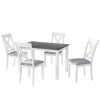 Rustic Minimalist Wood 5-Piece Dining Table Set with 4 X-Back Chairs for Small Places