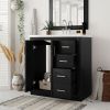 30'' Bathroom Vanity with Resin Sink Combo,Solid Wood Frame Bathroom Storage Cabinet, Freestanding Vanity Set with 3 Drawers& Soft Closing Doors