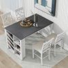 Updated Counter Height 5-piece Solid Wood Dining Table Set, 59*35.4Inch Table with Curved Wine Rack and 4 Upholstered Chairs