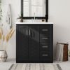 30'' Bathroom Vanity with Resin Sink Combo,Solid Wood Frame Bathroom Storage Cabinet, Freestanding Vanity Set with 3 Drawers& Soft Closing Doors