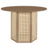 5-Piece Rattan Round Dining Table Set, Wood Table with Hexagonal Base and Upholstered Chairs for Dining Room, Kitchen,Indoor Use