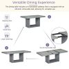 Contemporary 6-Pcs 78 inch Extendable Pedestal Dining Table Set with 18 inch Removable Leaf and Dining Bench, 4 Upholstered Dining Chairs