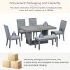 Contemporary 6-Pcs 78 inch Extendable Pedestal Dining Table Set with 18 inch Removable Leaf and Dining Bench, 4 Upholstered Dining Chairs