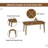 Vintage 7-Piece Dining Table Set with 6 Dining Chairs,Kitchen Table Set for 6 with Curved Back and Seat
