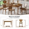 Vintage 7-Piece Dining Table Set with 6 Dining Chairs,Kitchen Table Set for 6 with Curved Back and Seat