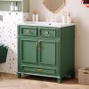 30'' Bathroom Vanity with Resin Sink,Solid Wood Frame Bathroom Storage Cabinet with Soft Closing Doors,Retro Style, Blue