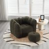 Soft Bean Bag Chair with High Resilient Foam(Chips)for living room and bedroom,Comfortable Square Lazy Sofa with Footstool, Cover for Adults to Gaming