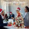22in Mini Christmas Tree with Lights, Rose Gold Artificial Small Tabletop Christmas Tree with Flocked Snow