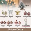 22in Mini Christmas Tree with Lights, Rose Gold Artificial Small Tabletop Christmas Tree with Flocked Snow