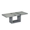 Contemporary 6-Pcs 78 inch Extendable Pedestal Dining Table Set with 18 inch Removable Leaf and Dining Bench, 4 Upholstered Dining Chairs